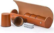 Party Games Leather Dice Cup Set, 5 Black Leather Dice Cups + 25 Dice + Exclusive Storage and Transport Case Made of Faux Leather with Magnetic Closure
