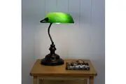 Oriel Lighting Retro Style BANKERS Lamp BLACK / GREEN (switched)