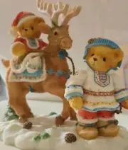 1997-CHERISHED TEDDIES-BOY & GIRL WITH REINDEER FIGURE-SVEN AND LIV-ALL PATHS