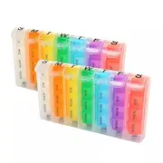 2Pcs Pill Box 7 Day Medicine Tablet Dispenser Organiser Weekly Storage Case Container