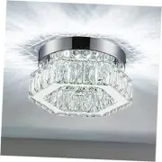 Mini Crystal Chandelier LED Flush Mount Ceiling Light Hexagon-cool white