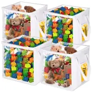 4 Pack 12" Toy Storage Bins, Extra Large Cube Toy Organizers, Foldable PVC Bo...