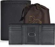 ESTALON Slim RFID Wallets for Men - Genuine Leather Front Pocket Trifold Wallet