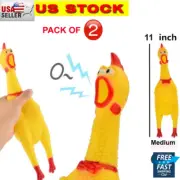 2Pcs Rubber Screaming Chicken Toy Rubber Squawking Chicken Fun Dog Toy Size (M)