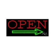 NEW "OPEN" RIGHT ARROW 27x11 SOLID & ANIMATED LED SIGN wCUSTOM OPTIONS 20852