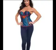 NWT DC Superhero Fishnet Corset Top Supergirl Small Rubie’s Costume