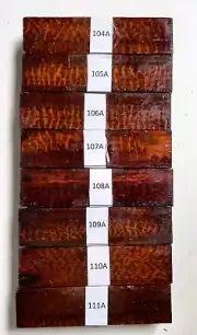 8 pcs 1" x 1.25" x 5" High Figured Snakewood blanks