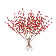 Lescli 12 Pcs Artificial Red Berry Stems, Red Berry Picks Holly Berry Stems P...