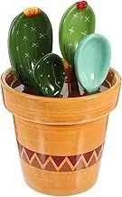 Cabilock 5-Piece Ceramic Measuring Spoon Set Cactus Design Salt Sugar Scoops for Kitchen