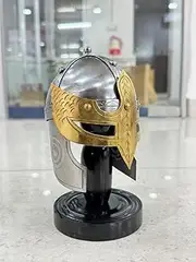 [THOR INSTRUMENTS] Medieval Functional Mini Mask Viking Helmet Decorative Armor On Stand Rustic Vintage Home Decor Gifts