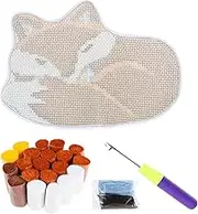 Latch Hook Rug Kit Fox Pattern Latch Hook Rug for Adults Beginner Creative DIY Latch Hook Kit Animal Pattern Paint Embroidery Cushion for Home Decoration