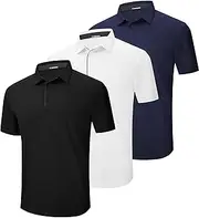 [DEHORU] 3 Pack Mens Polo Shirt Quick-Dry Short Sleeve Athletic Top Moisture Wicking Performance Dry Fit Golf Tennis T-Shirt