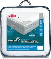 Tontine Comfortech Easy Care King Single Bed Mattress Protector, 40-50cm Fitted Skirt, Waterproof Backing, Terry Towelling Top, Machine Washable