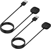 [HEYUS] [2 Pack] for Fitbit Versa 3, Versa 4, Sense, Sense 2 (NOT for Versa 1 / Versa 2 / Versa Lite) Charger Cable (3 feet), USB Charging Cable Adapter - Smartwatch Accessories