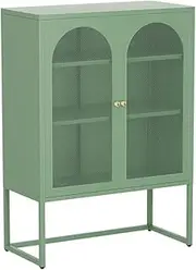 ArtissIn Buffet Sideboard, Cupboard Corner Cabinet Storage Table with 3 Drawers Mesh Doors and Inner Shelves Pantry, Kitchen Display Organizer Dining Furniture Living Room Home Green