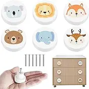 DJAPWPX 8/6Pcs Drawer Knobs Wooden Dresser Pull Handle with Screws Cabinets Knobs 3.5cm Decorative Round Wardrobe Door Handle Drawer Knobs for Kitchen Bathroom Cabinet Drawer (Animal)