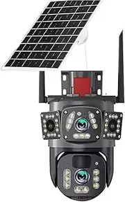 WiFi Solar Closed-Circuit Television,CCTV,4G SIM Solar Camera,4K Dual Lens,Outdoor Security Network Camera(WiFi Camera 64GB)