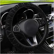 Steering Wheel Cover Trim Car Steering Cover Universal 37-39cm Steering Wheel Soft Warm Plush Steering Wheel Cover Interior Parts (Color : Black)