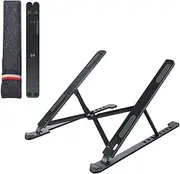 Portable Laptop Stand, Aluminium Alloy Multi-Angle Height Adjustable Tablet Holder, Anti-Slip Foldable Ergonomic Computer Riser Fits MacBook, iPad, 10-17 inch Notebook (Grey)