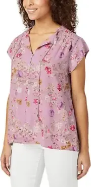 NWT Buffalo David Bitton Women's Viscose Floral V Neck Blouse Large $45 C710