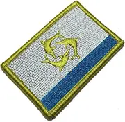 [BR44] BP0223V01 Anguilla Flag Embroidered Patch Gold Border Uniform Kart Kimono, Hook Fasteners Attach to Tactical Hats and Gears