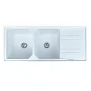 Kitchen Sink Stone Sink Granite Quartz Basin Double Bowl White With Drainboard