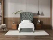 My Style Winged Headboard & Slimline Base - King Single / Seaglass / Standard Base