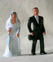 Bride & Groom 3" classic traditional wedding cake topper, New/Reproduction