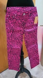 New Sonoma Girl Girl's Size 6x Hot Pink Black Leopard Print Pants Pretty Summer