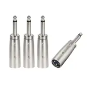 XLR Male to 1/4" Male TRS Adapter,Microphones Audio Connector,Mic Male Plug 4pcs