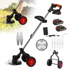 21V Electric Cordless Grass Trimmer Strimmer Garden Edger Cutter with 2 Battery