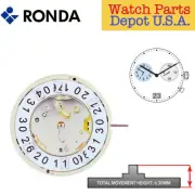 Ronda 4120.B Quartz Watch Movement, 2 Hands Date at 6 (Multiple Variations)