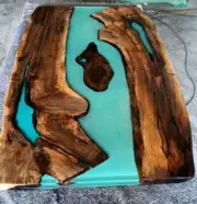 Natural Acacia Wooden Epoxy Resin Top Dining Table, Epoxy Resin Table, Home Deco