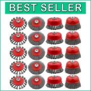 Efficient 4 Inch Knotted Wire Wheel Brush Set - 20 Pack for Surface Cleaning