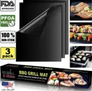 BBQ Grill Mat Non Stick Reusable Bake Easy Barbecue Grilling Baking Oven 3 Pack