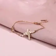 Titanium Womens Love Heart Beat Rose Gold Charm Foot Ankle Bracelet Anklet