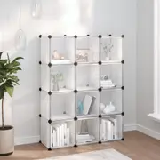Storage Cube Organiser with 12 Cubes and Doors Transparent PP vidaXL