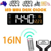 16" Orange Large Digital Big Jumbo LED Wall Desk Clock Display With Temperature