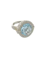 Phillip Gavriel 18K & Silver 11.22 ct. tw. Diamond & Blue Topaz Cocktail Ring