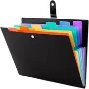 DACUAN Expanding File Folders Organizer, 7 Pocket Folders for Documents, Plastic Expandable File Folder, Accordion File Folders with Labels, A4 Paper Document Organizer for Home School Office (Black)