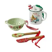 THE PIONEER WOMAN 4 PIECE ORNAMENT SET - COLANDER MUG SPATULAS