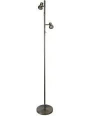 [Oriel Lighting] DAXAM LED Twin Adjustable Antique Brass Floor Lamp