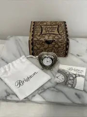NEW Brighton Desk Clock Heart Shape Works G20112 Silver Plated NEW In Box