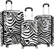 [Rockland] Safari Hardside Spinner Wheel Luggage, Zebra, 3-Piece Set (20/24/28), Safari Hardside Spinner Wheel Luggage