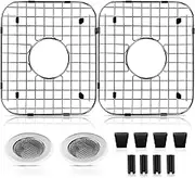 ARLBA 2 Pack Sink Protectors - 304 Stainless Steel Sink Grid Protection with Center Drain, 13.62"x11.5"x1.25"