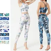 Women's 2 Pieces Activewear Set Sports Bras Seamless Leggings Printing Clothing Suit White Pink Gym Athletic Pilates High Waist Non See Through Tummy Control S