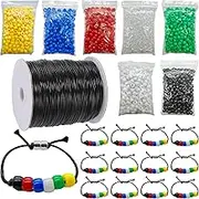 1400 Pcs Plan of Salvation Bracelet Kit Bead Bulk Wordless Faith Bracelet Black White Red Green Yellow Blue Clear Beads with 100 Yards Waxed Cotton Thread Cord Christian Beads for Bracelets