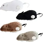 AUEAR, 4 Pack Wind Up Mouse Racing Mini Jumping Rat Plush Mice Realistic Looking Pet with Twirling Tail