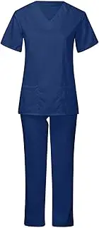 [yuksok] Women Scrubs Set Nurse Uniform Set Workwear Stretch Work Clothes Scrubs Top and Pants Nursing Uniforms Scrubs for Pet Groomer