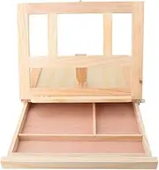 Wooden Easel, Adjustable Wooden Sketch Box Easel for Desk, Foldable Artist Easel Drawing Painting Box Portable Desk Table with Drawers